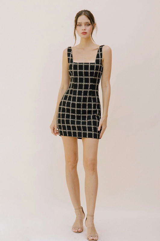Sequin Checker Mini Dress