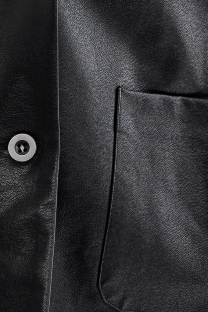 Oversized Faux Black Leather Jacket