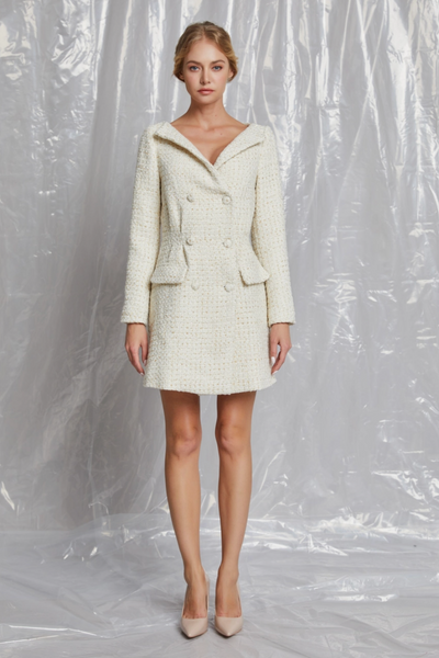 White Tweed Dress YOU ARE THE PINEAPPLE White Tweed Dress YOU ARE THE PINEAPPLE