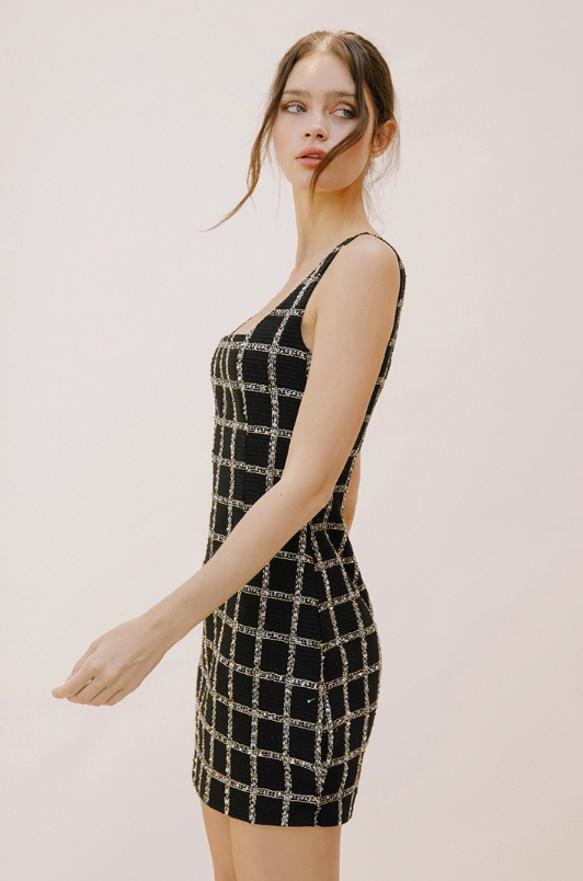 Sequin Checker Mini Dress